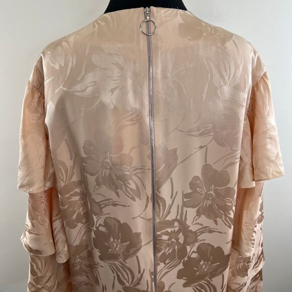 NWT Second Sight Light Pink Jacquard 100% Silk Dress Ruffled Long Sleeve Midi 2 - Picture 7 of 9